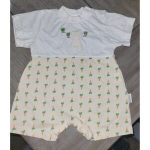 Yedid Bunny Romper Carrot Print Easter‎ Outfit Short Sleeve 9M